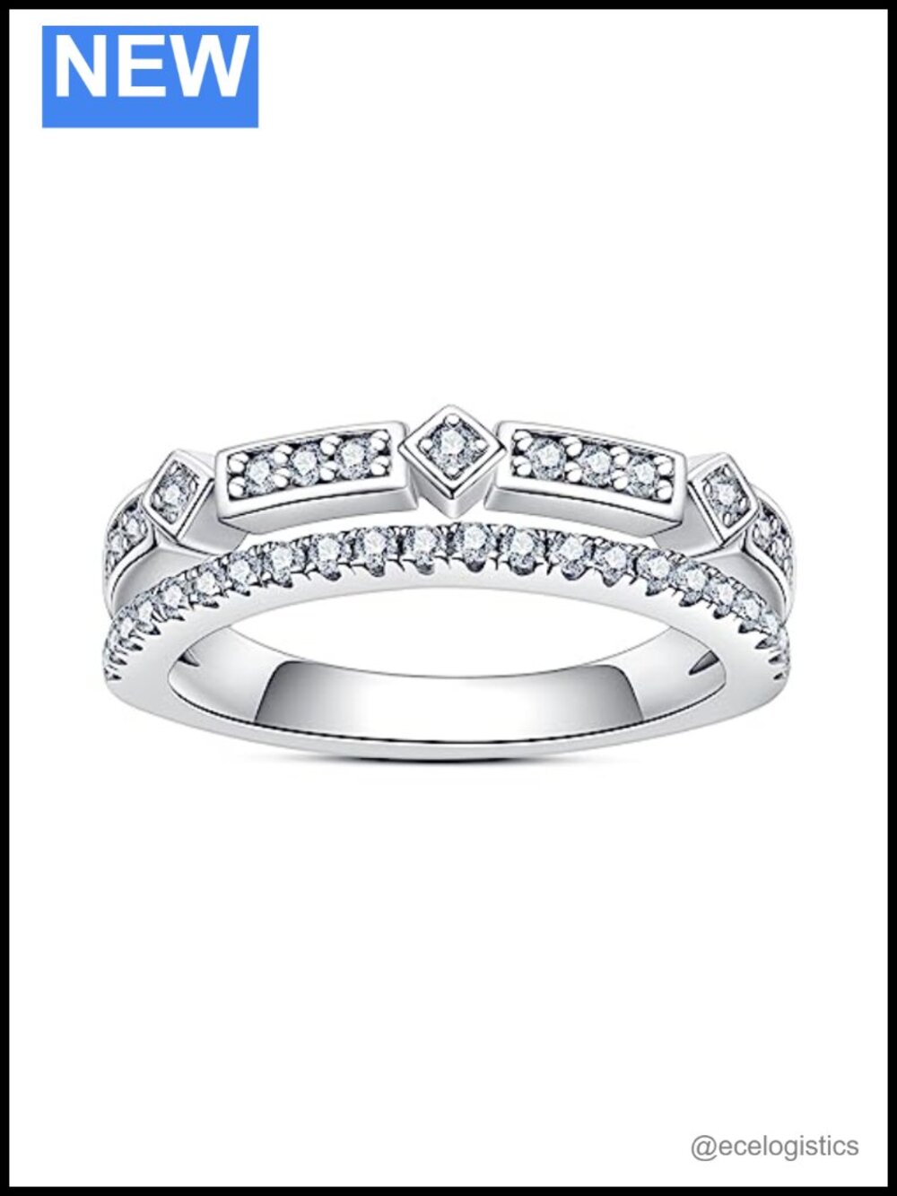 Moissanite Eternity Ring 925 Sterling Silver Wedding Band Anniversary